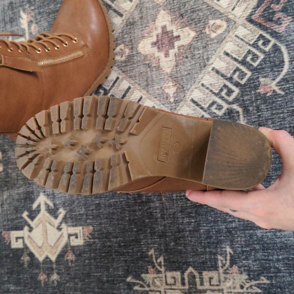 brown lace up heeled booties size 7 - Picture 4 of 8